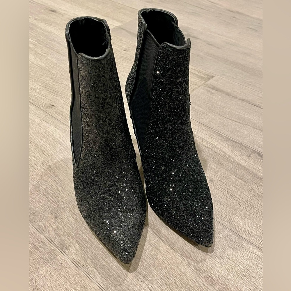 Zara Sparkling Black Booties Size 7